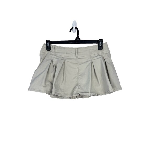 Refuge Womens Medium Khaki Micro Skort Pleated Mini Stretch Academia Y2K Preppy - Picture 2 of 11